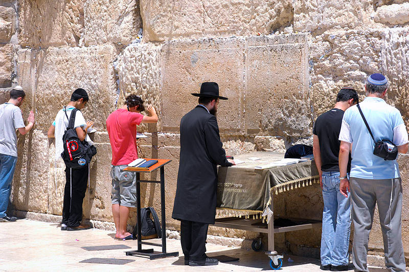 Jewish men-pray-Western Wall-Jerusalem