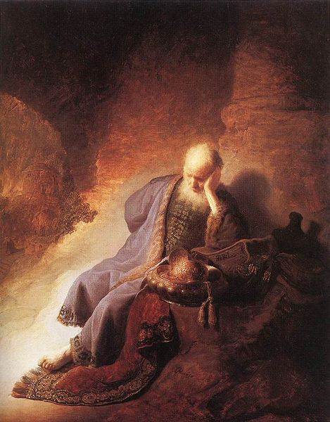 Jeremiah Lamenting the Destruction of Jerusalem-Rembrandt