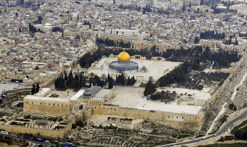 Aerial view- Temple Mount-Dome of the Rock-Al-Aqsa Mosque