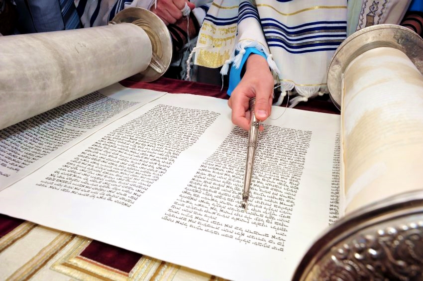 Torah scroll with Yad (Torah pointer)