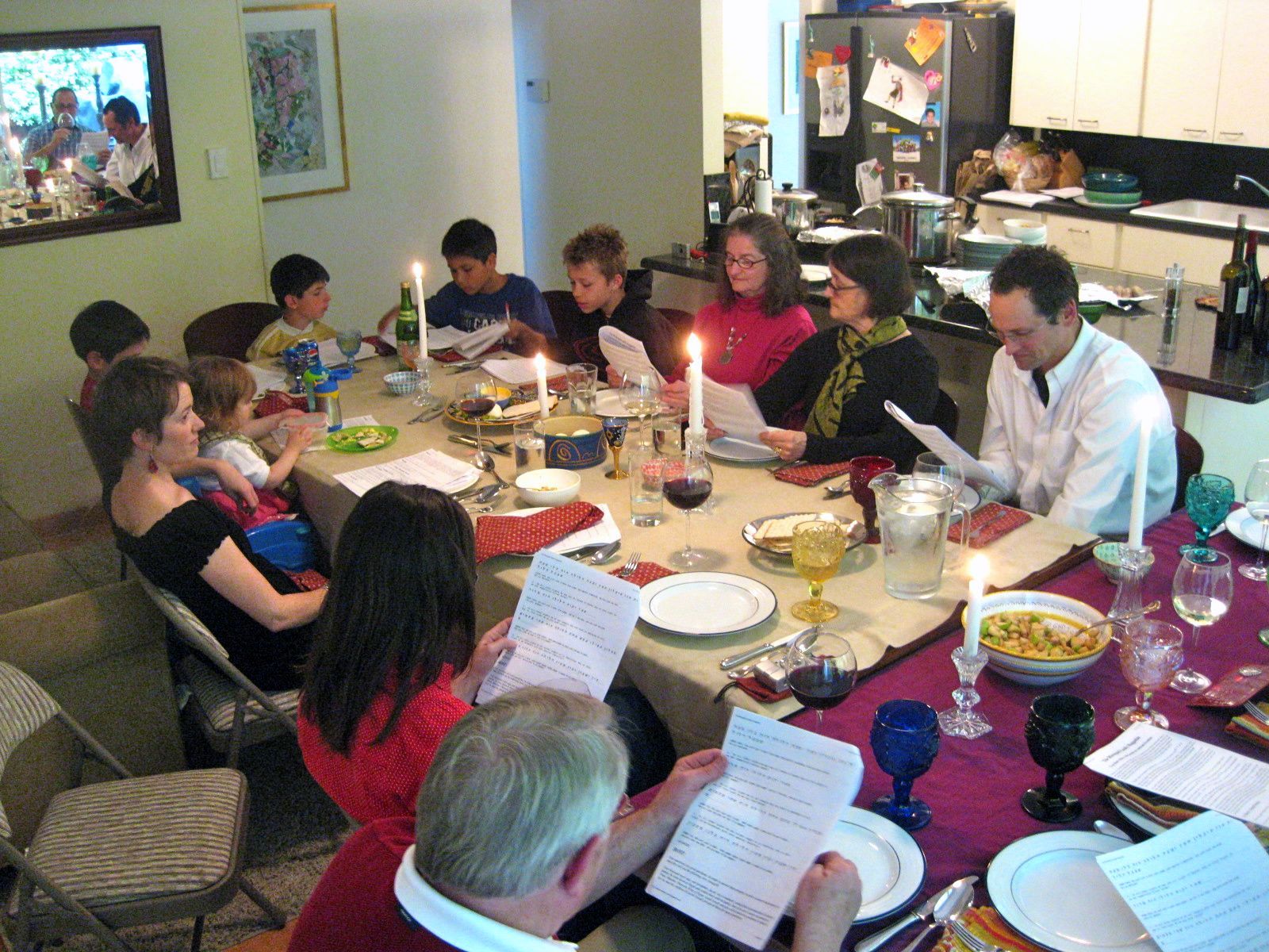 Family and friends gather on the first night of Passover for the Passover Seder.