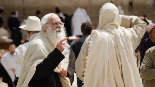 Jewish men-conversation-Western (Wailing) Wall