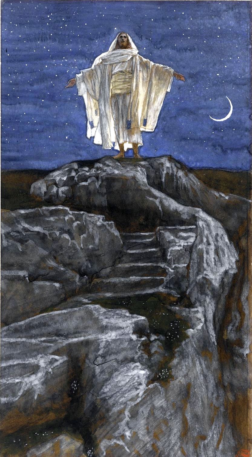 Yeshua Goes Up Alone onto a Mountain to Pray, by James Tissot