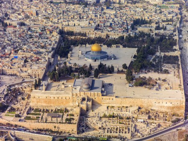 Temple Mount- aerial view-south exposure