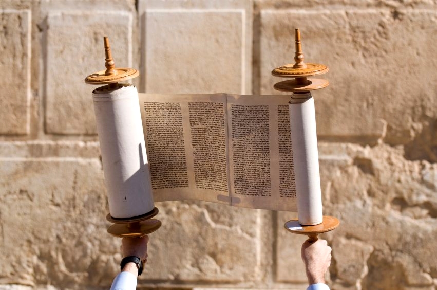 Displaying the Torah for all to see at the Western Wall in Jerusalem.