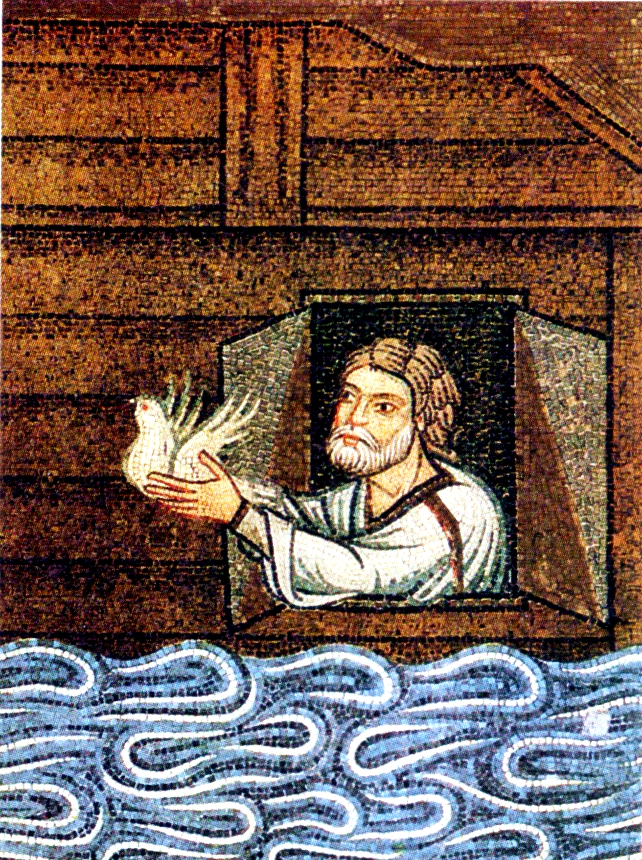 Noah sending dove, 12th century Venetian mosaic