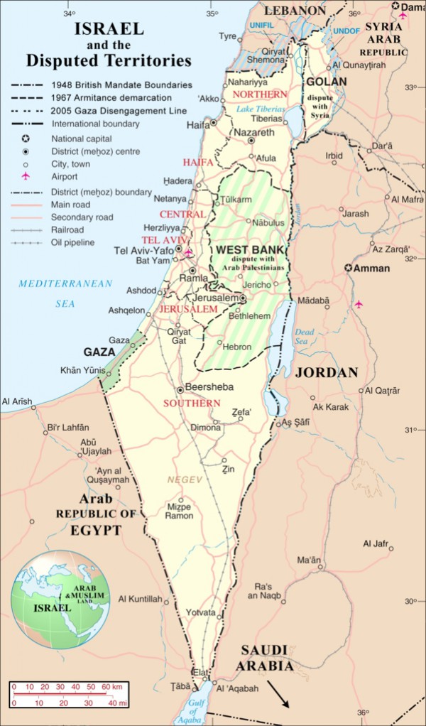 Israel and the Disputed Territories map