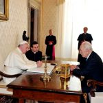 Pope Francis and former president Shimon Peres discuss the problem of terrorism.