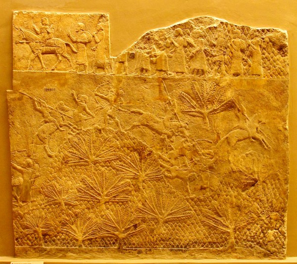 The above Assyrian panel, called the Lashish Relief, shows the Assyrian cavalry in action. The scene at the top shows prisoners being led away. Lashish was captured by Sennacherib during King Hezekiah's revolt against Assyria, despite the city's determined resistance.