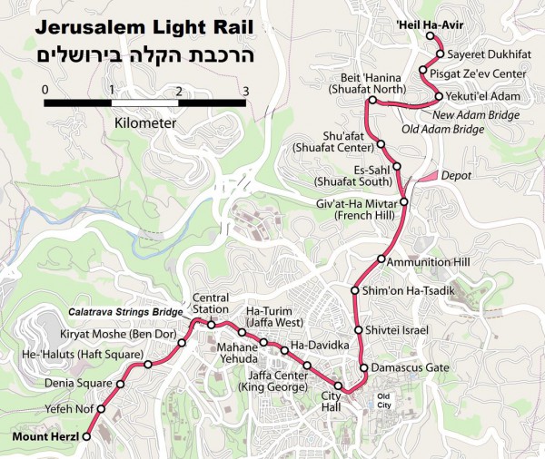 Jerusalem Light Rail map