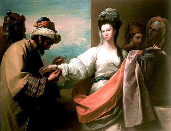 Isaac's Servant Tying the Bracelet on Rebecca's Arm, by Benjamin West