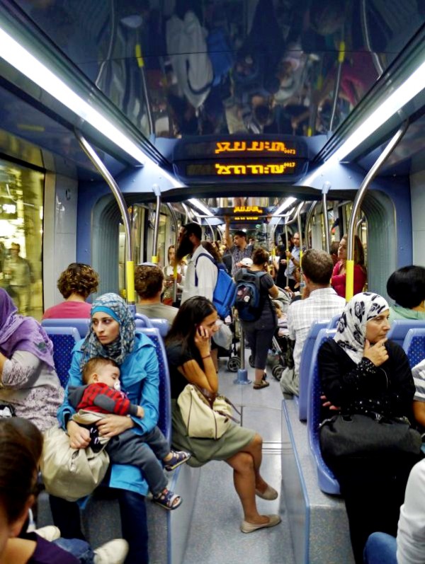 Jerusalem-Light Rail-Arab-Jewish-passengers