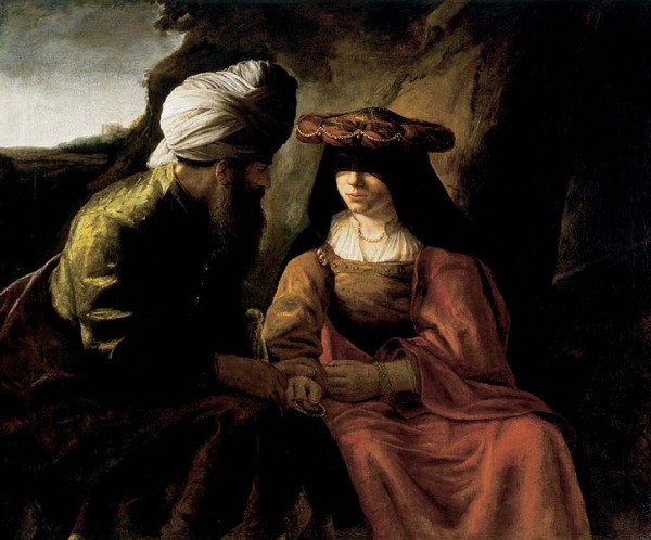 Judah and Tamar, by school of Rembrandt