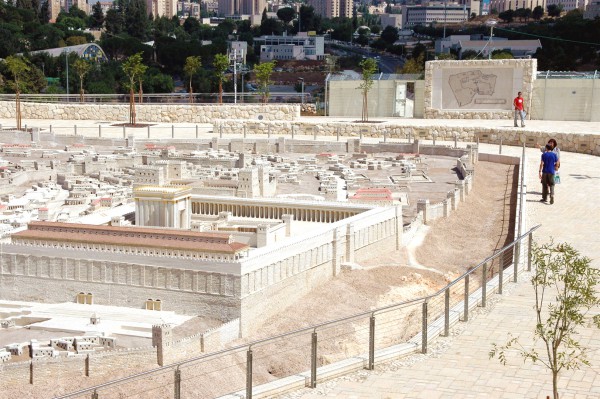 This model of ancient Jerusalem, the Temple Mount, and the Second Temple is located at the Israel Museum in Jerusalem.