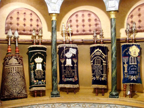 Torah scrolls in Temple Beth El synagogue in Casablanca (Photo by David Lisbona)