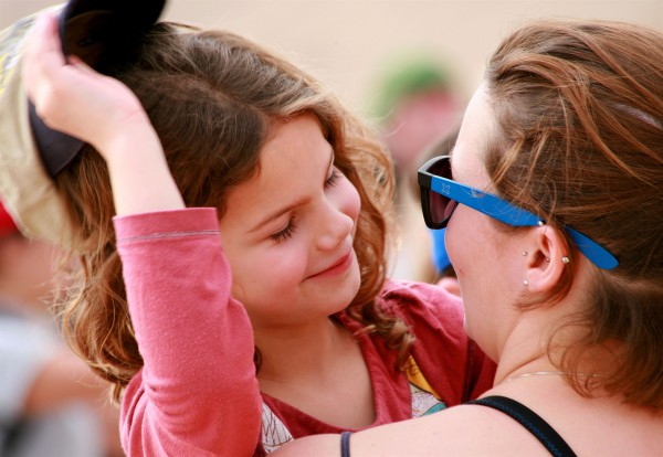 A mother and daughter share a moment at the Dead Sea in Israel.