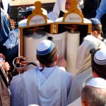 Reading the Torah scroll at the Western (Wailing) Wall