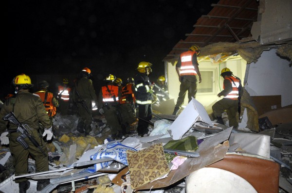 The shattered remnants of an Israeli home in Beer Sheva after a Gaza rocket strike-war crimes