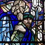 Detail from a stained-glass window featuring Moses and Joshua, by Douglas Strachan, in Glasgow's St. Mungo's Cathedral. (Photo by Fr. Lawrence Lew)