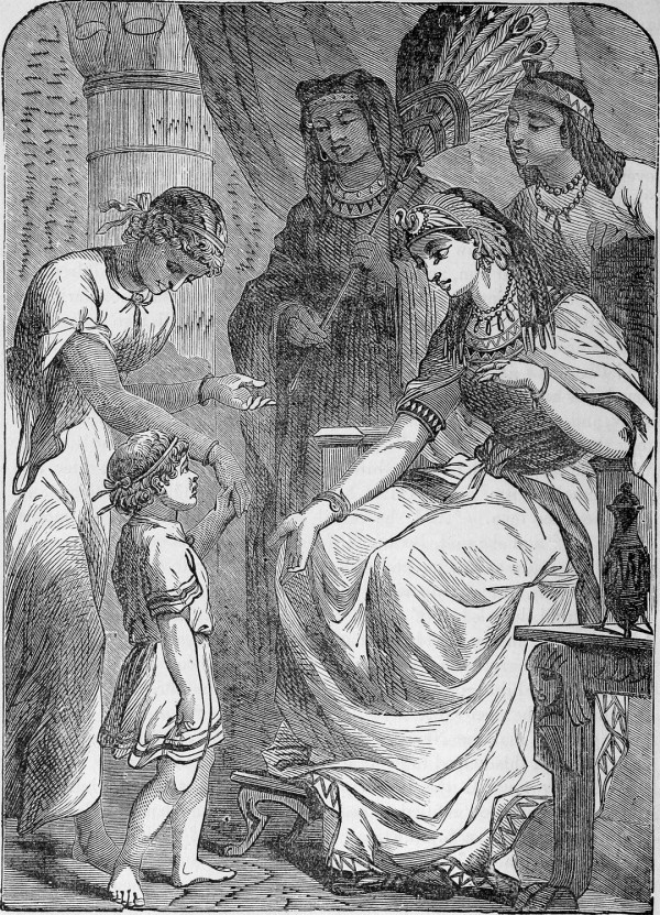 Moses Before Pharaoh's Daughter (The Pictorial Bible and Commentator, 1878)