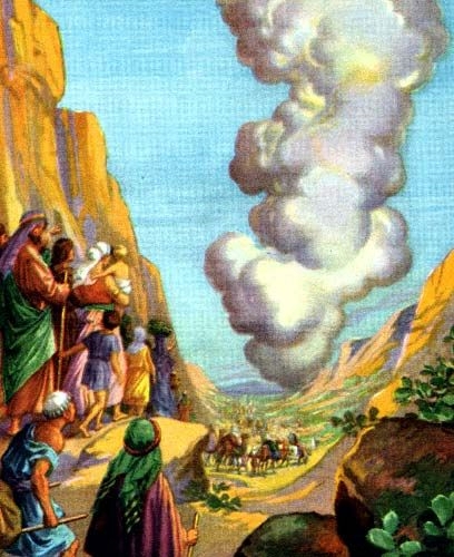 He Led Them by a Pillar of Cloud (Providence Lithograph Company Bible card published between 1896 and 1913)