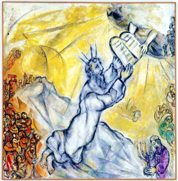 Moses Receiving the Tablets of the Law, by Marc Chagall