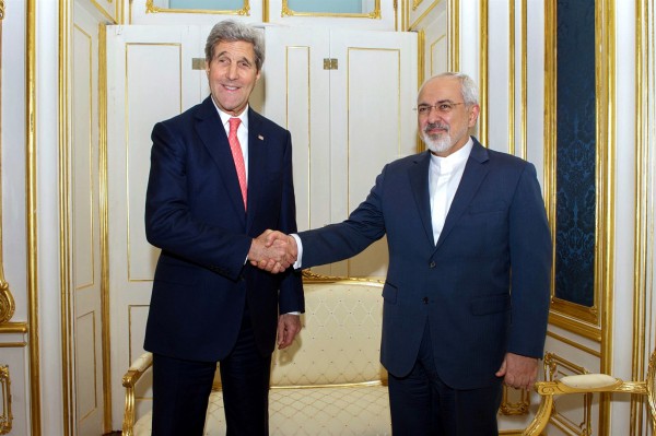 U.S. Secretary of State John Kerry shakes hands with Foreign Minister Javad Zarif of Iran in Vienna, Austria, on November 23, 2014, before the two begin a one-on-one meeting amid broader negotiations about the future of Iran's nuclear program. (State Department photo)