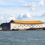 This full size interpretation of Noah's Ark, which was built by Dutch millionaire Johan Huibers, is in Dordrecht, Netherlands.