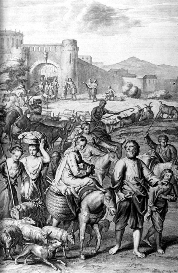 Abram and Lot Depart Out of Haran, by the illustrators of the 1728 Figures de la Bible