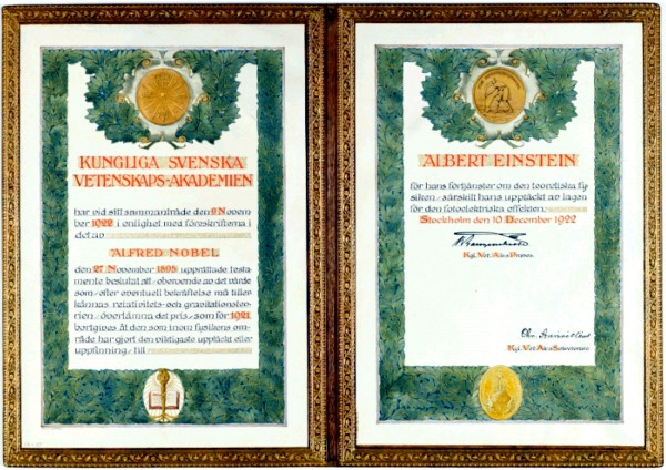 1921 Nobel Prize for Albert Einstein