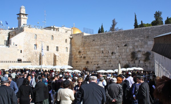 Jewish people gather at the Western (Wailing) Wall for prayer. (Photo by Kyle Taylor)