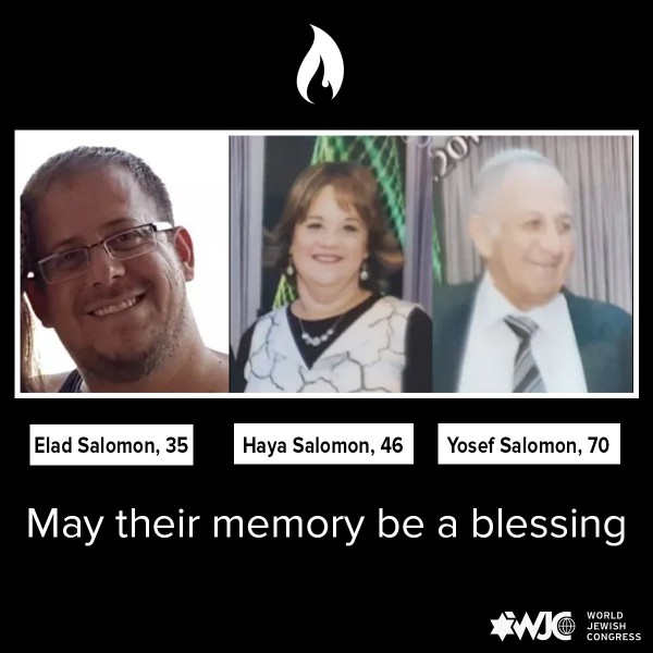 Yosef Salomon (70) and his two grown children were stabbed to death Friday night in their home in the Israeli Halamish settlement of Samaria.