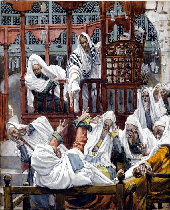 Yeshua and the Possessed Man at the Synagogue, by James Tissot