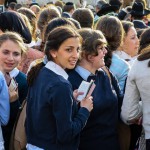 New month, Kotel, schoolgirls, prayer books, siddurs