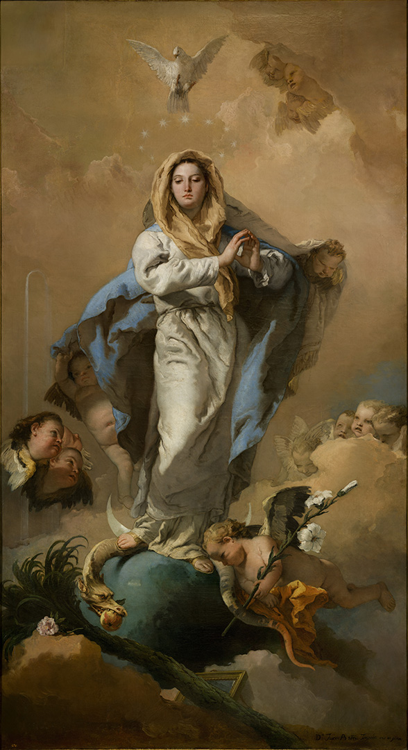 The Immaculate Conception, by Giovanni Battista Tiepolo (1767–1768) depicts Mary (Miriam) crushing the serpent.