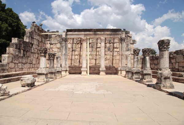 The remains of this ornate 4th century limestone synagogue in Capernaum stands upon a 1st century synagogue, perhaps the one which Yeshua Himself taught in (Mark 1:21).