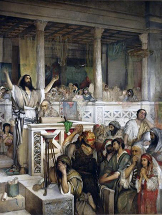 Christ (Messiah) Preaching at Capernaum (1879), by Maurycy Gottlieb