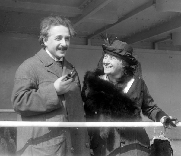 Albert Einsten and his wife Elsa 